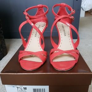 Audrey Brooke coral strappy heels sz 7.5